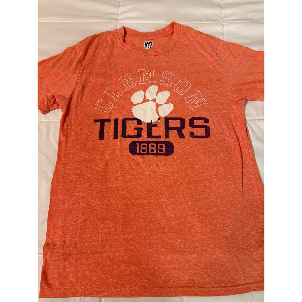 Hands High Clemson Tigers T-Shirt Womens Large Orange Heathered Graphic Tee 1889